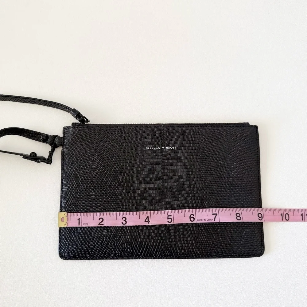 Rebecca Minkoff Wristlet Textured Leather Casual Classic Chic Minimal Black